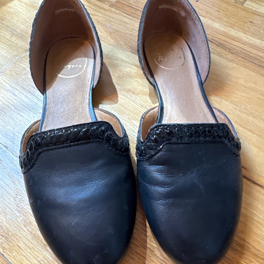 Jack Rogers Black Leather D’Orsay Flats – Size 7M